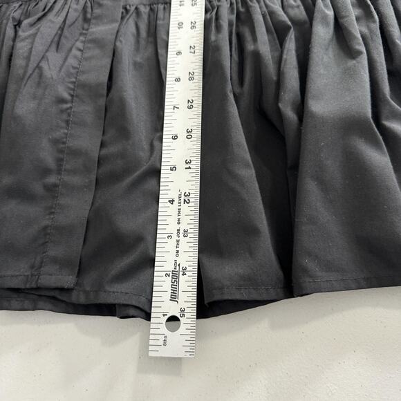 Wishing Waves Belted Shirt Dress Womens Large Black Poplin Mini Ruffle Hem - Picture 13 of 15